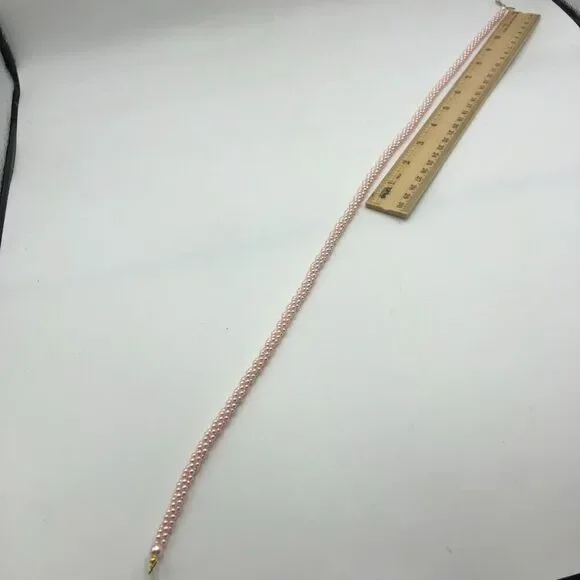 Vintage Marvella Women's Pink Faux Pearl Signed Twisted Multi Strand Necklace - Picture 9 of 9